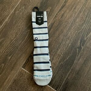 Stance Men's Light Gray and Navy Striped Socks